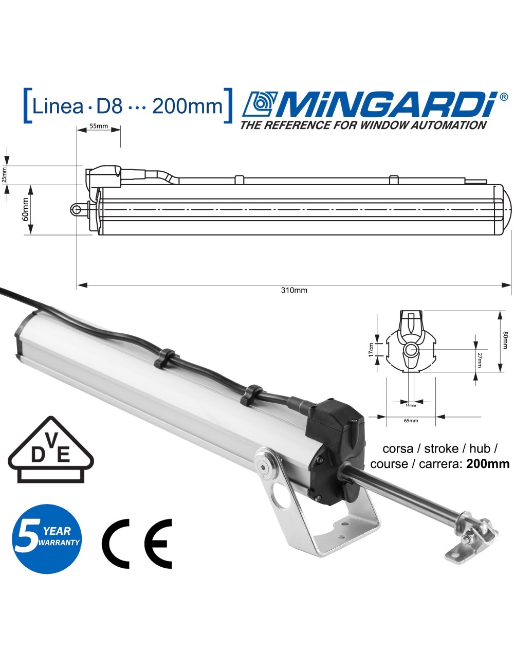 D8 ACTUATOR A VASTAGO