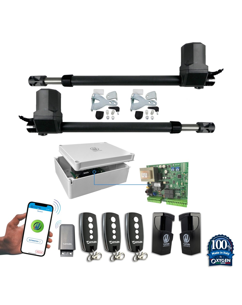 full kit poseidon 230v für 2-flügeliges Drehtor für Wohnnutzung