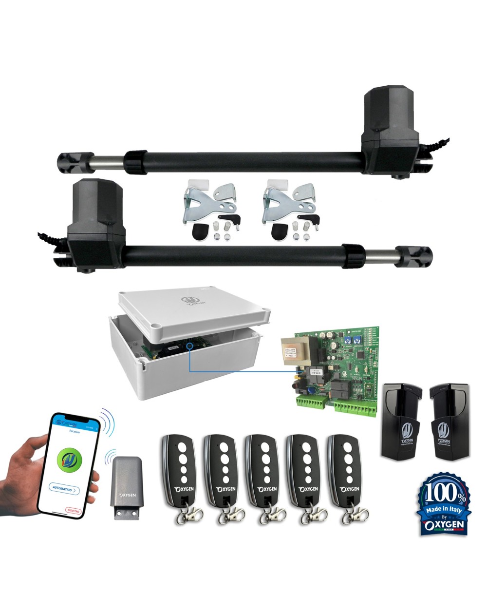 full kit poseidon 230v für 2-flügeliges Drehtor für Wohnnutzung