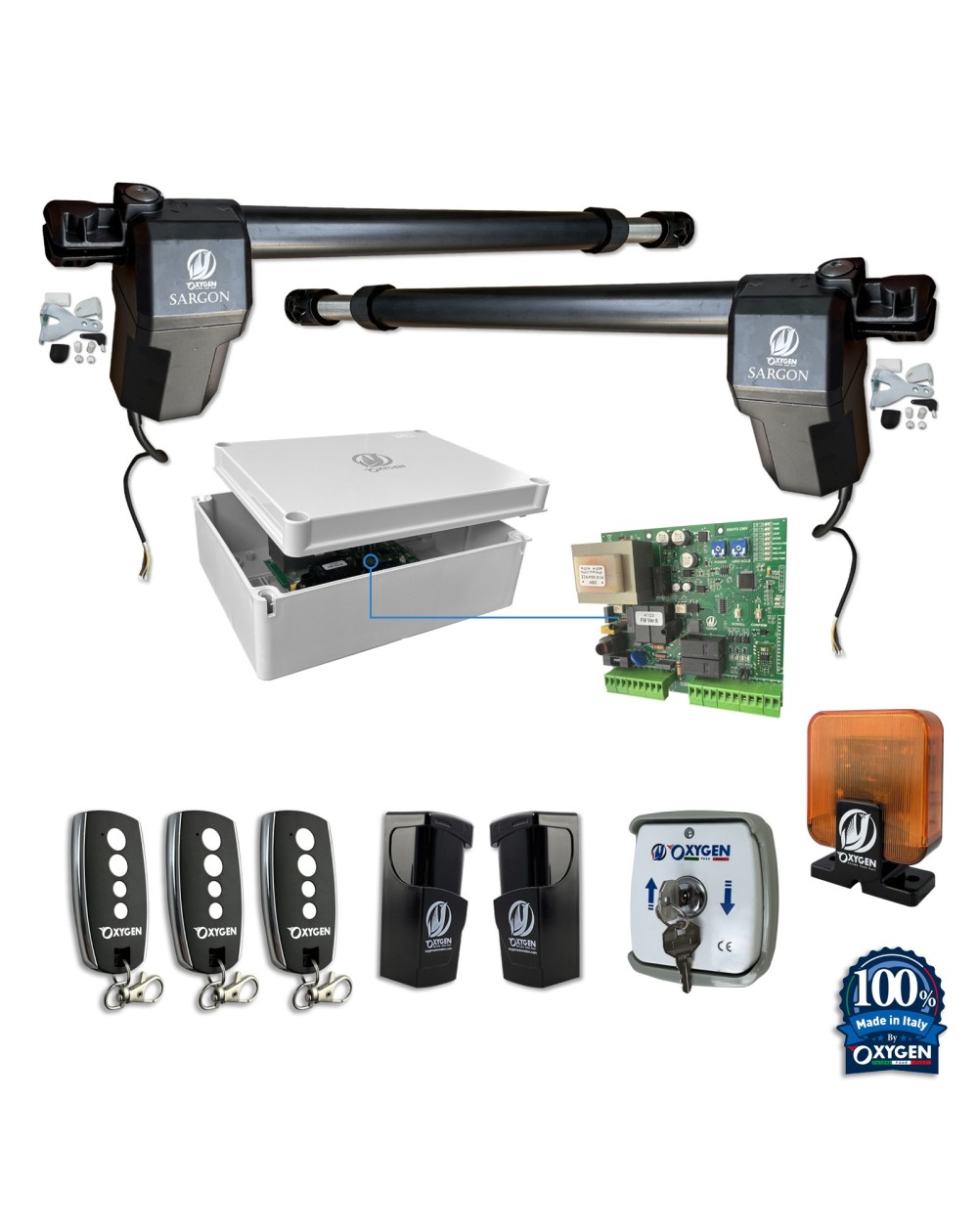 full Kit Sargon 230v für 2-flügeliges Drehtor für Wohnnutzung