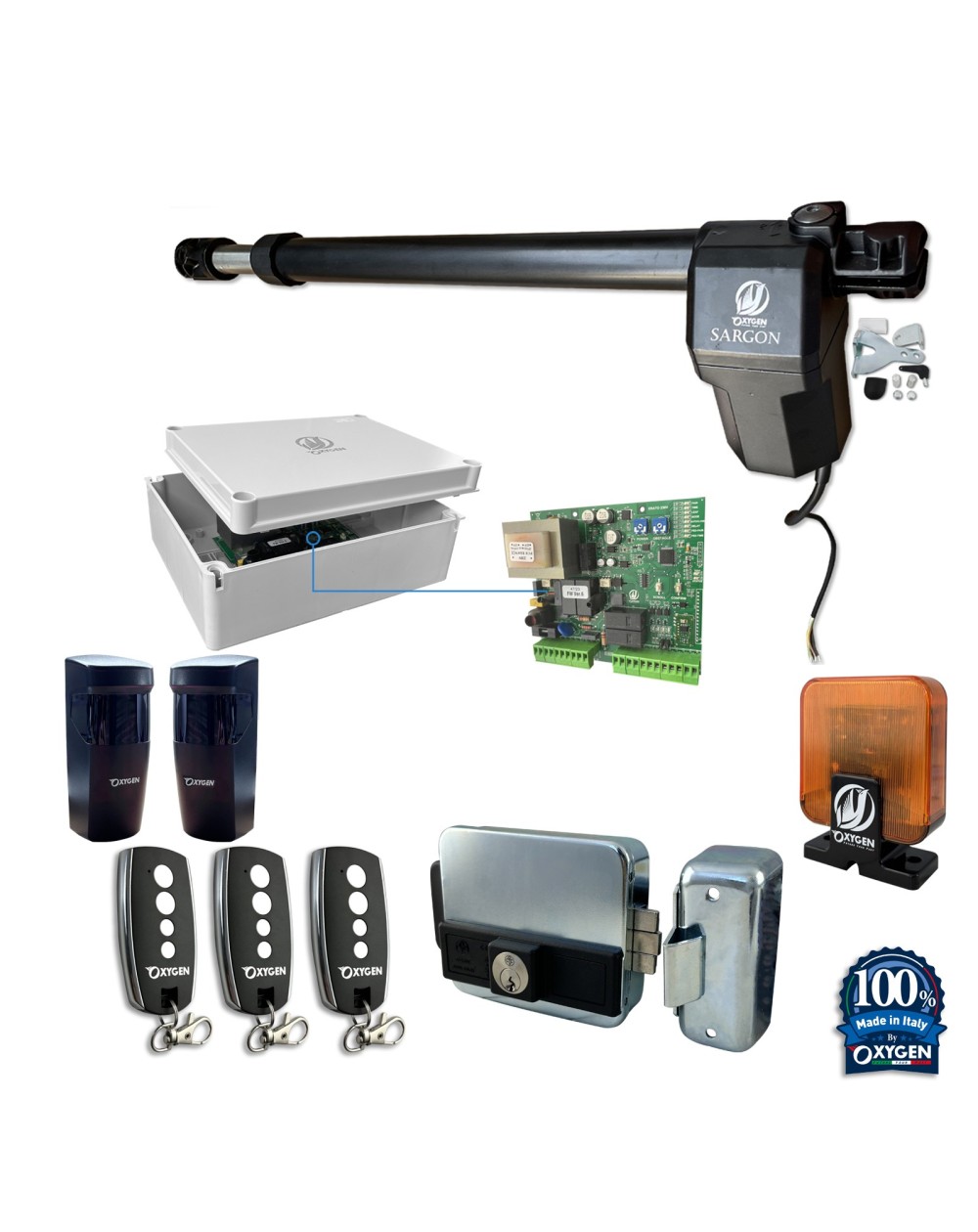 Full kit sargon 230v cancello battente anta destra residenziale