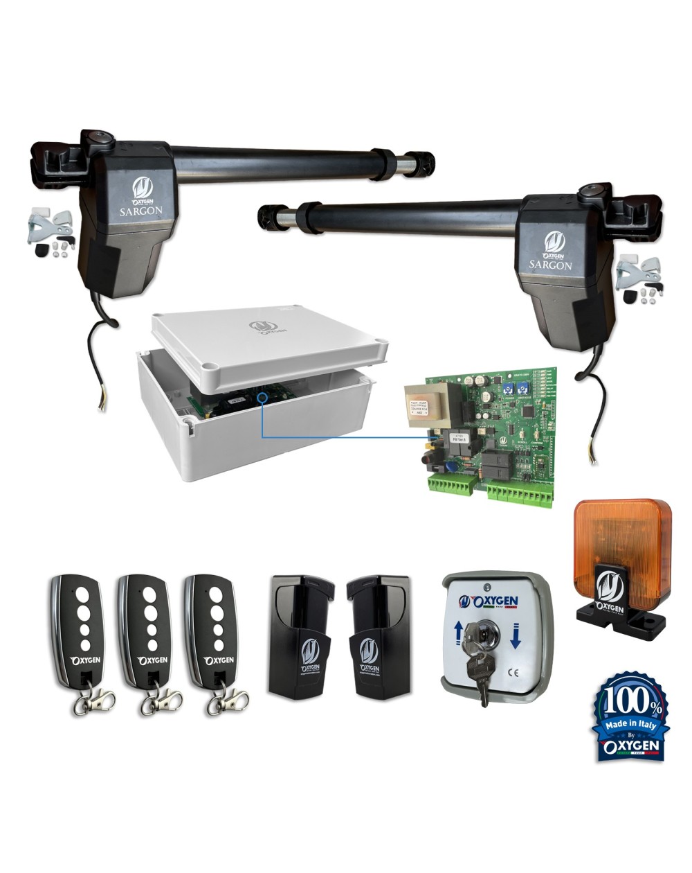 Full kit sargon s 230v für 2-flügeliges Drehtor für Wohnnutzung